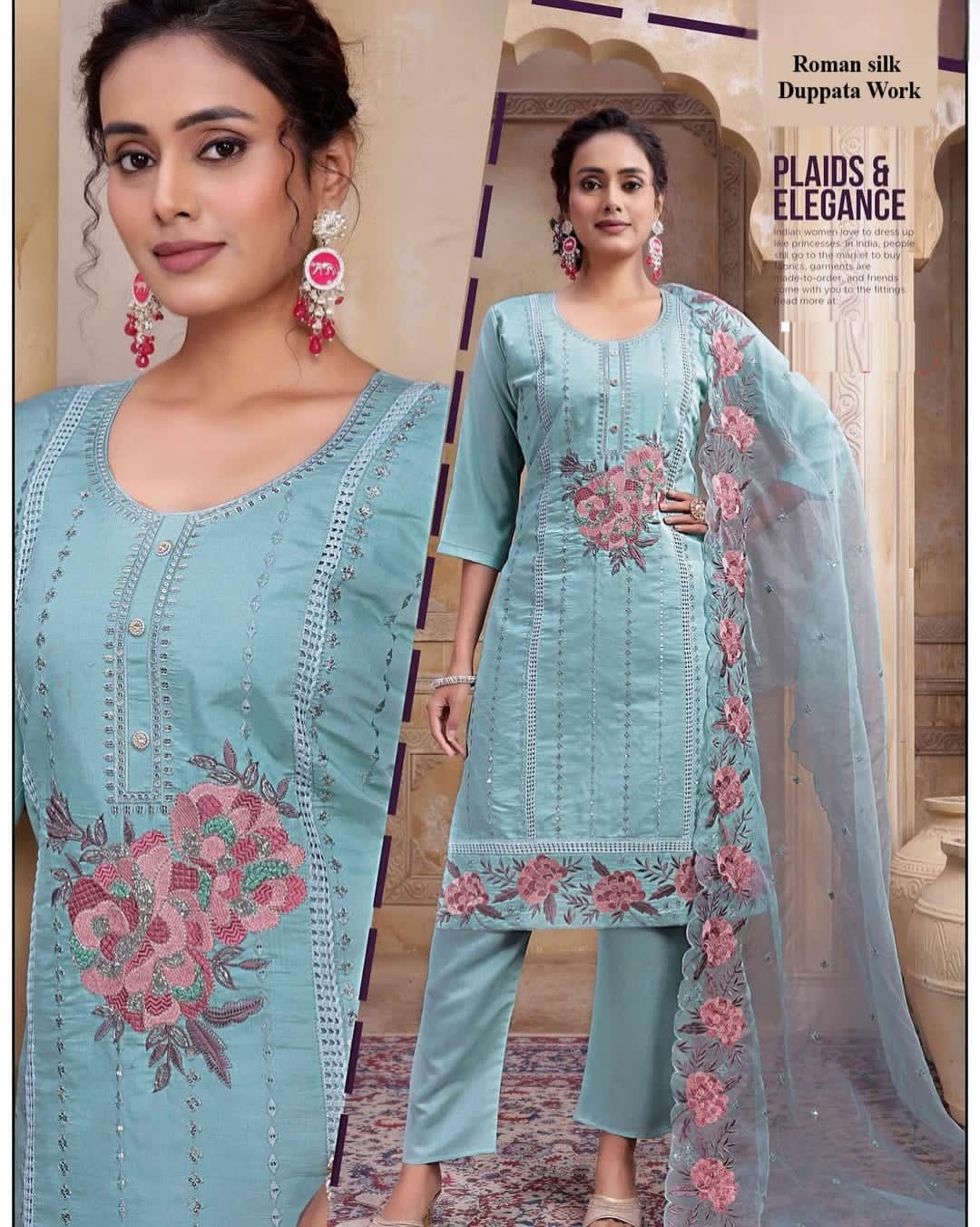 Organza Suit with Dupatta